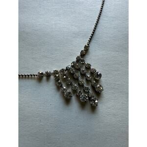 Y2K 90s Glam statement necklace Silver Tone Faux Diamond Barbiecore fairycore